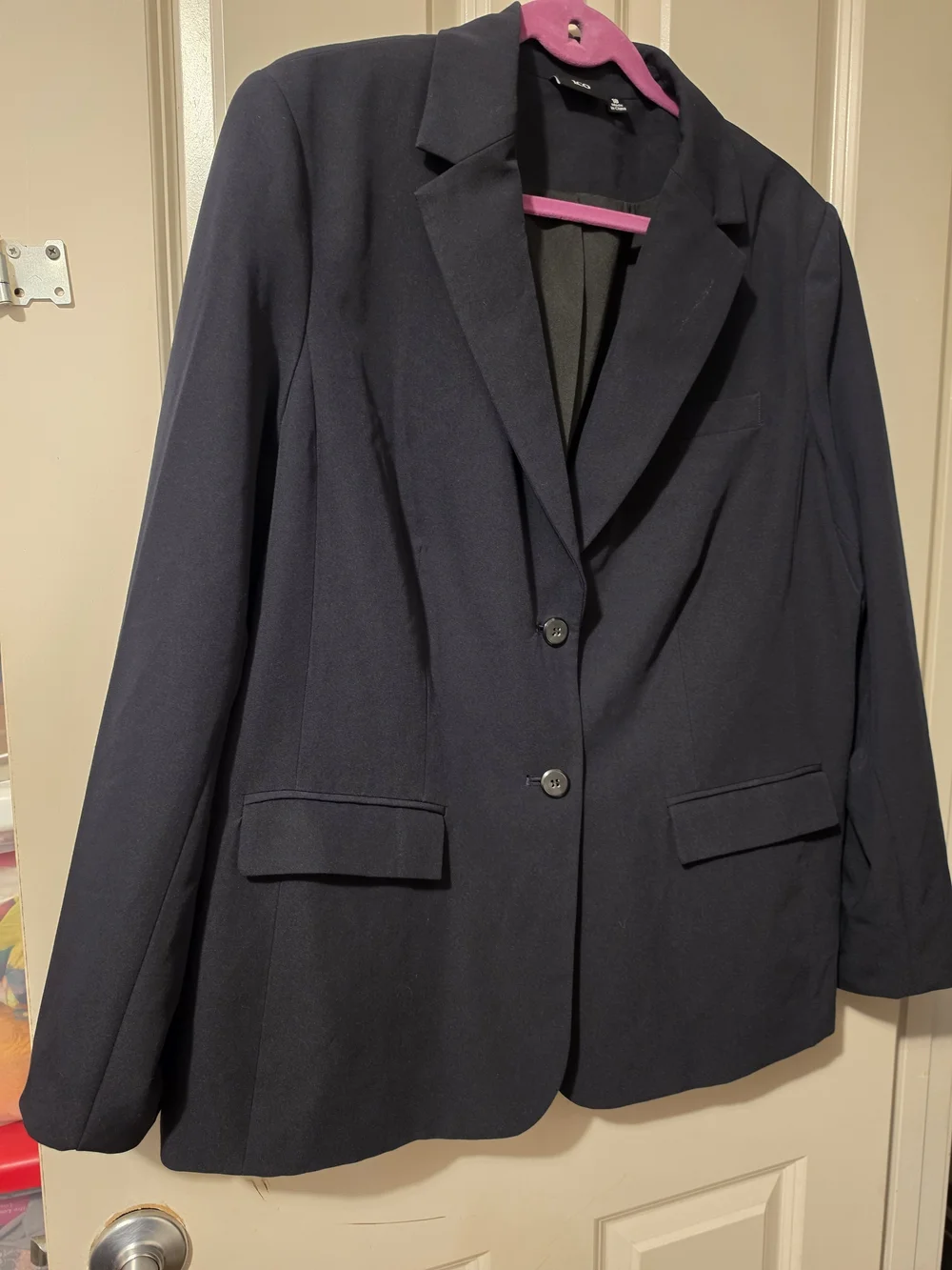 ICO Classic Navy Women's Blazer - Two-Button Jacket Sz18